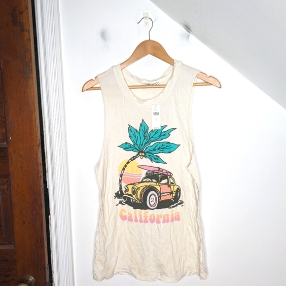 LETLUV California Surf Buggy Graphic Cotton Blend Sleeveless Tank NEW Size S - Picture 1 of 9
